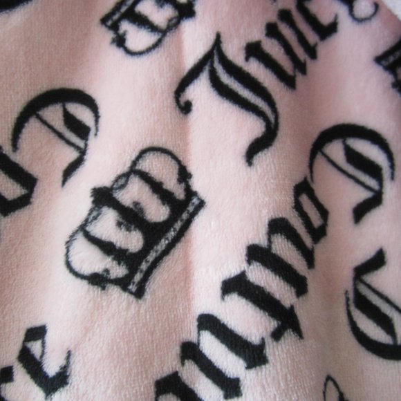 Juicy Couture Hooded Bathrobe Robe Crown Pink Black Sleepwear Women - Picture 5 of 5